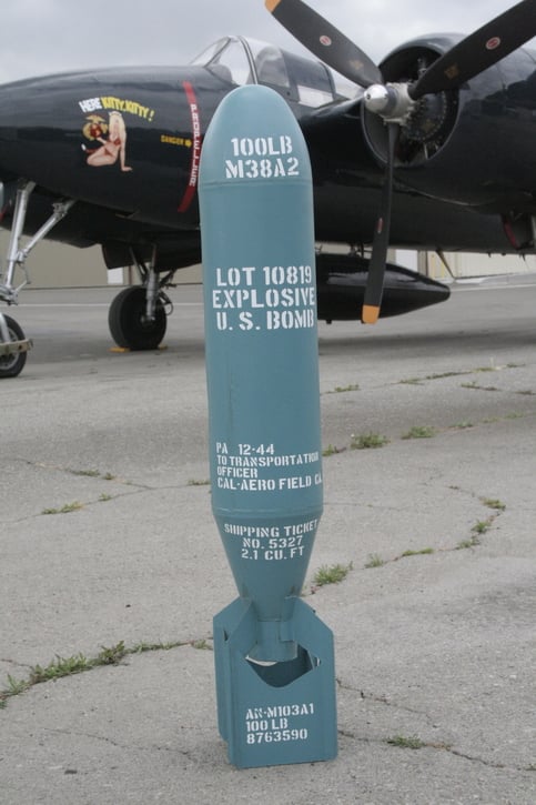 M38A2 100 lb Practice Bomb Replica WW2 BLUE (USED)