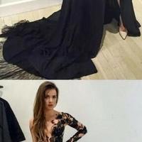 One-shoulder Tee applique lace beading chaplel train long prom dress,Prom dress 2017,cheap prom dress,evening dresses - Thumbnail 1