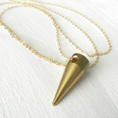 Brass spike necklace with gold filled chain