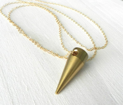 Brass spike necklace with gold filled chain