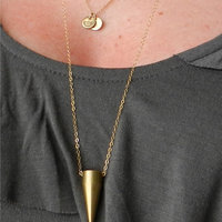 Brass spike necklace with gold filled chain - Thumbnail 1