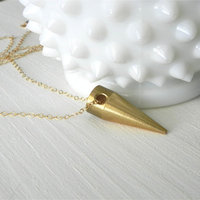 Brass spike necklace with gold filled chain - Thumbnail 2