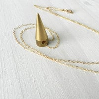 Brass spike necklace with gold filled chain - Thumbnail 3
