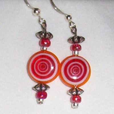 Orange candy style - glass earring
