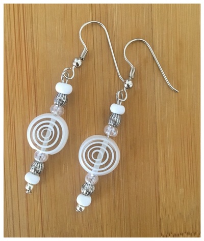 White Circle-Glass-Earring