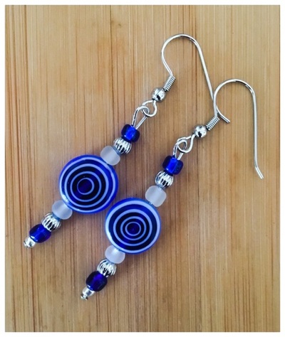 Dark Blue Circle-Glass-Womens Earring
