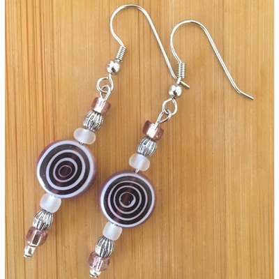 Purple circle-glass-womens earring
