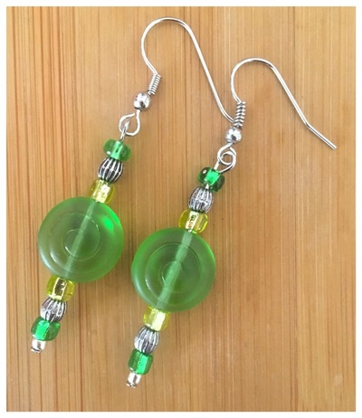 Green Swirl Circle-Glass-Womens Earring