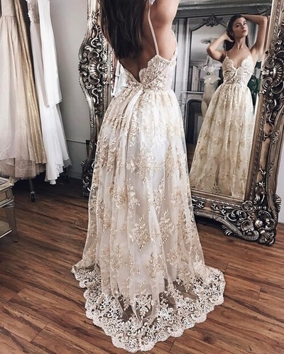 Stylish v neck lace long prom dress,evening dress