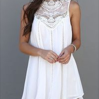 Sweet A-Line White Tank Dress - Thumbnail 1