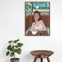 3 oclock in the cafe, girly, tropical, hawaii, aloha, coffee, cafe, illustration, art print - Thumbnail 2