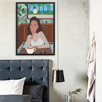 3 oclock in the cafe, girly, tropical, hawaii, aloha, coffee, cafe, illustration, art print - Thumbnail 3