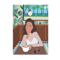 3 oclock in the cafe, girly, tropical, hawaii, aloha, coffee, cafe, illustration, art print - Thumbnail 4