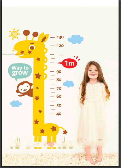 Giraffe & Monkey Cute Design HEIGHT MEASURE Design Room DIY Decal Wall Sticker Set