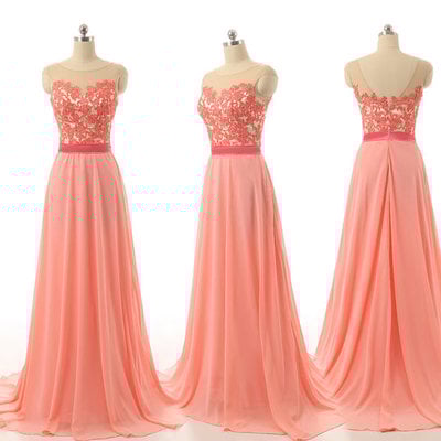Peach bridesmaid dresses, lace bridesmaid dresses, custom bridesmaid dresses, cheap bridesmaid dresses, chiffon bridesmaid dress
