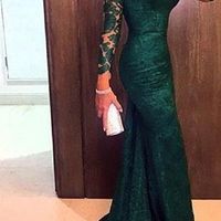 Long sleeve lace prom dress, Hunt Green prom dress, prom dress online, 2017 prom dress, Sexy prom dress - Thumbnail 1