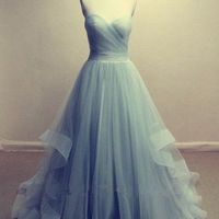 A line prom dress, simple prom dress, tulle prom dress, 2017 prom dress, elegant prom dresses, popular prom dress - Thumbnail 1