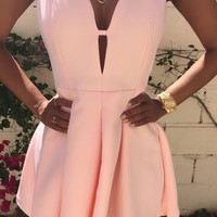 Cute pink v neck short prom dress,homecoming dresses - Thumbnail 1