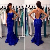 Sexy Backless mermaid prom dress, Lace prom dress, dresses for prom, beautiful prom dress,2017 prom dress,589463 - Thumbnail 1