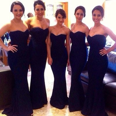 long navy bridesmaid dresses, simple bridesmaid dress, strapless bridesmaid dress, cheap bridesmaid dress 2017,83486