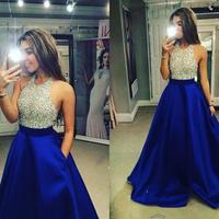 Halter backless prom dresses, Sexy beading prom dresses, cheap 217 prom dress, mermaid prom dresses, Long prom dress - Thumbnail 1
