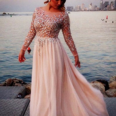Sexy long sleeve prom dress, fashion prom dress,long prom dress, chiffon prom dresses, sexy prom dress