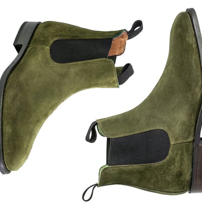 Handmade chelsea suede boots, green chelsea boot for men's, fashion ankle boots