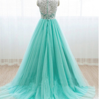 A line prom dress, long prom dress, 2017 prom dress, lace prom dresses，lace prom dress - Thumbnail 1