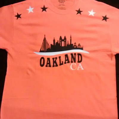 Oakland ca (orange,black&white) bay shirt.
