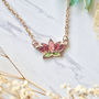 Real Pressed Flowers and Resin Necklace Rose Gold Lotus Flower in Pink and Green-2
