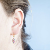 Real Dried Flowers and Resin Earrings in Gold and Party Mix - Thumbnail 4