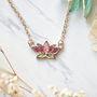 Real Pressed Flowers and Resin Necklace Rose Gold Lotus Flower in Pink and Green-3