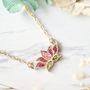 Real Pressed Flowers and Resin Necklace Rose Gold Lotus Flower in Pink and Green-4