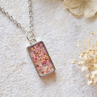 Real Dried Flowers in Resin Necklace in Pinks and Oranges - Thumbnail 3