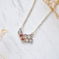 Real Dried Flowers in Honeycomb Resin Necklace in Pink and Purple - Thumbnail 3