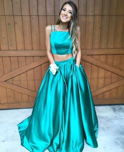 Gorgeous prom dress,A-line Two Piece Green Long Prom Dress, Formal Evening Dress,2017 prom dress,96832
