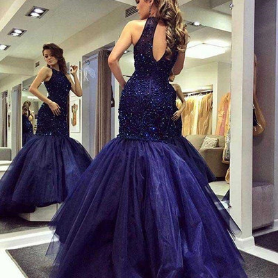 Long prom dress, navy blue long prom dress, long prom dress with open back,2017 prom dress