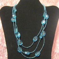 Teal Acrylic Triple Strand Necklace