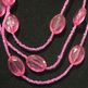 Pink Acrylic Triple Strand Necklace - Thumbnail 2