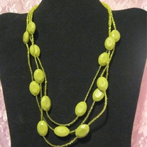 Green Acrylic Triple Strand Necklace