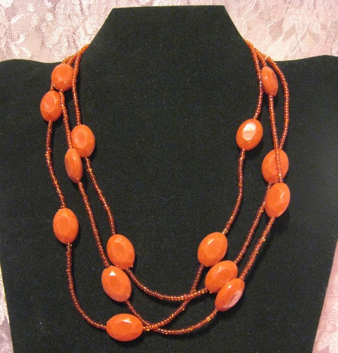 Red Acrylic Triple Strand Necklace