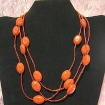 Red Acrylic Triple Strand Necklace