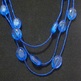 Blue Acrylic Triple Strand Necklace - Thumbnail 2