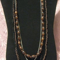 Brown Bead Chain & Wood Necklaces