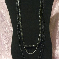 Black Bead Chain & Wood Necklaces