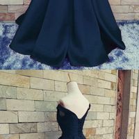 Navy Off Shoulder Prom dresses, A line prom dress, long Simple prom dress, Cheap prom dress, prom dress 2017 - Thumbnail 1