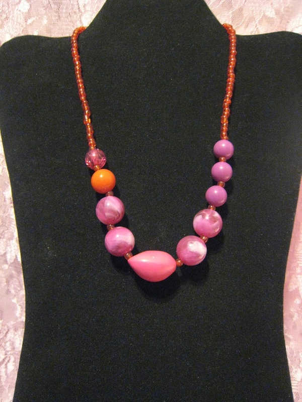 Pinks Acrylic & Wood Necklace