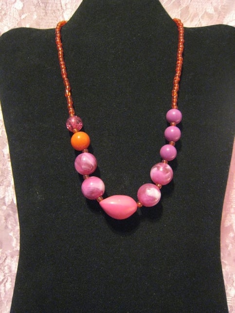 Pinks Acrylic & Wood Necklace