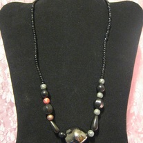 Black Acrylic & Wood Necklace