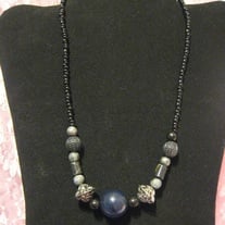 Gray Acrylic & Wood Necklace